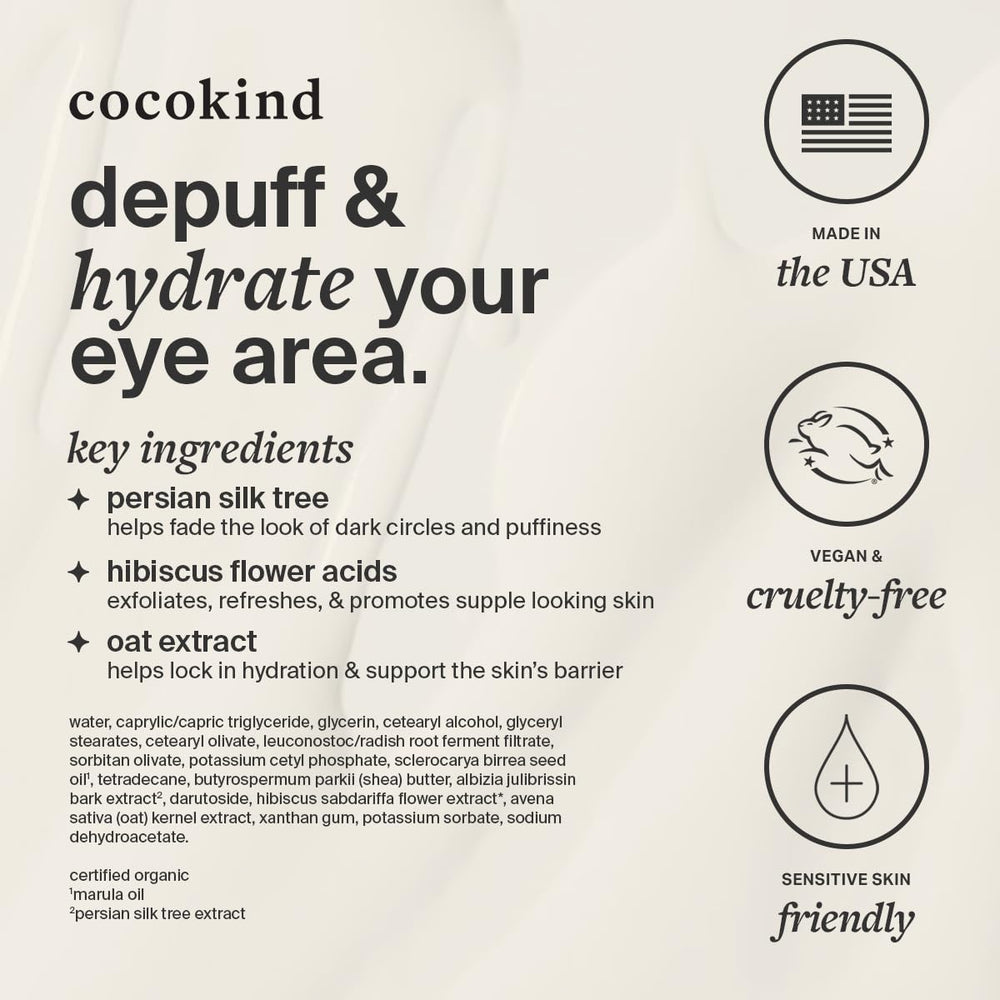 Cocokind Revitalizing Eye Cream tube with open cap ready for application