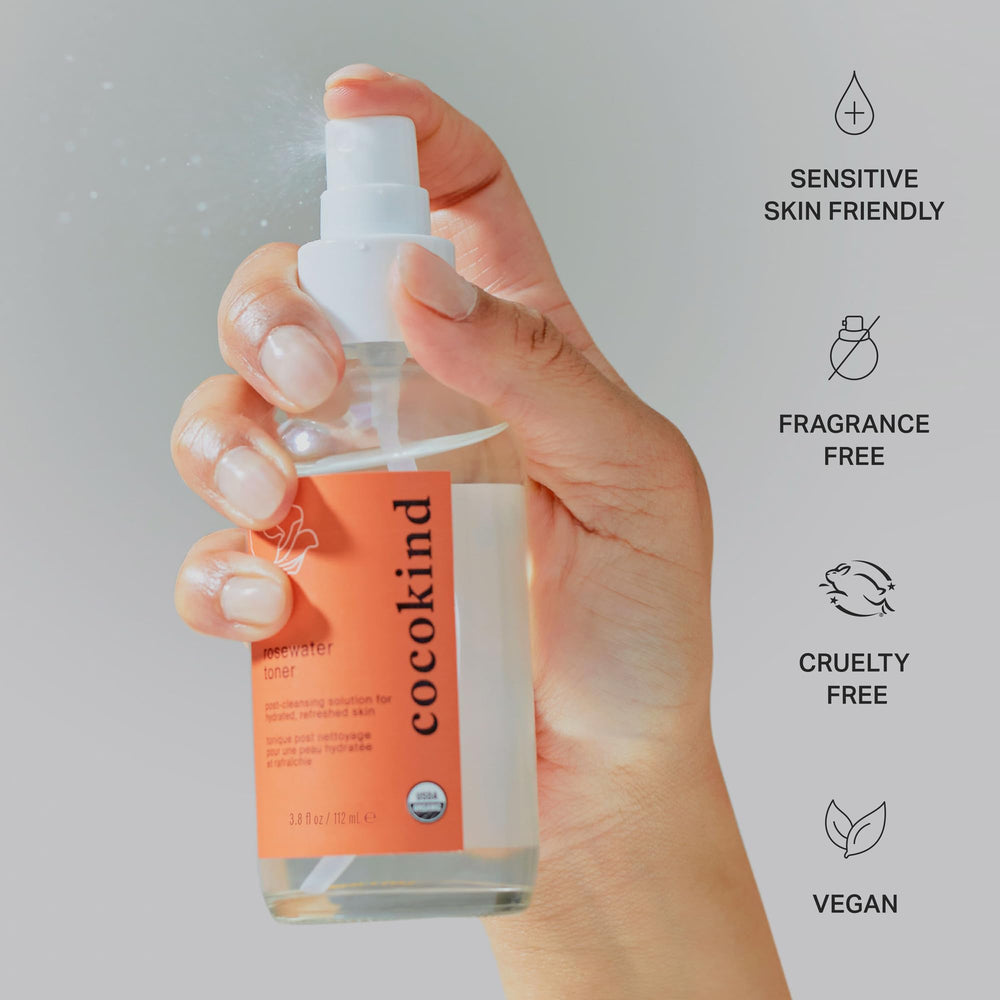 Cocokind Rosewater Toner rose-hydrosol-closeup—rose hydrosol provides gentle hydration.