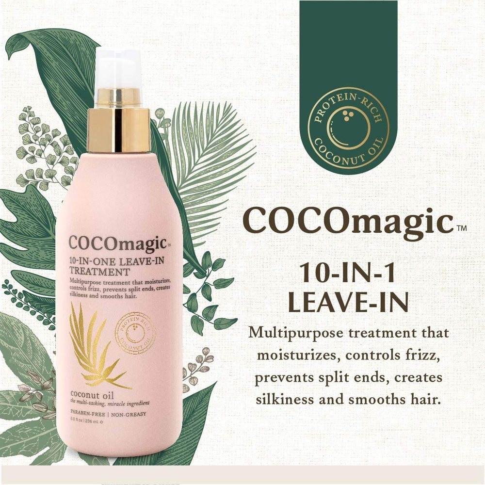 Cocomagic 8oz bottle packaging highlights premium, cruelty-free hair treatment.