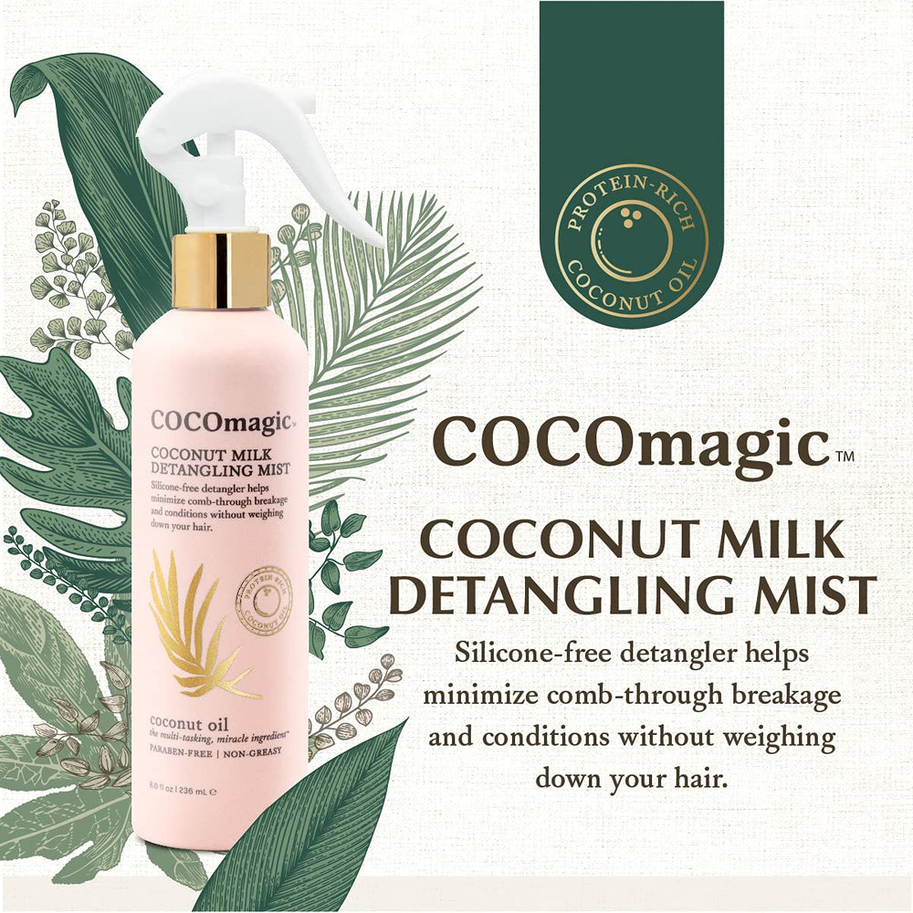 Cocomagic Coconut Milk Detangling Mist applied to damp hair for better manageability