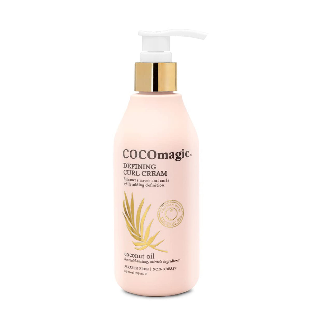 Cocomagic Defining Curl Cream humidity resistance demonstrated on curly hair.