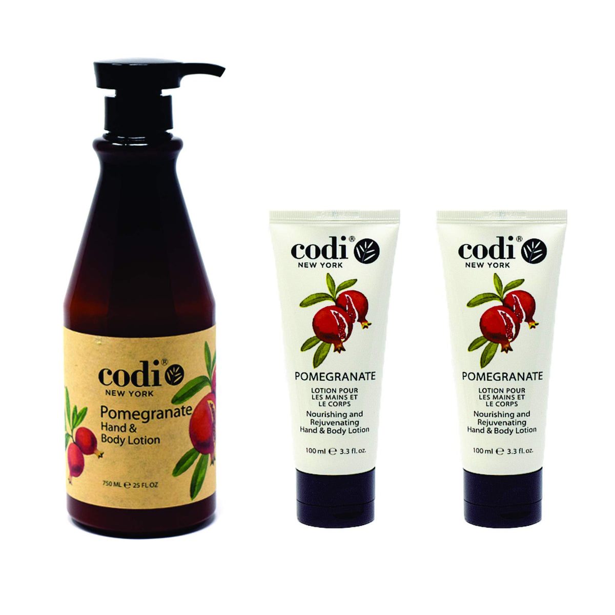 CODi Pomegranate Lotion pump bottle delivers quick-absorbing hydration with a refined scent.