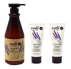 CODi Lavender Lotion bottle front highlights true English lavender scent for calm, hydrated skin.