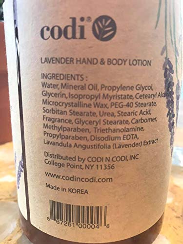 CODi Lavender Lotion texture swatch showing non-greasy, lightweight finish.