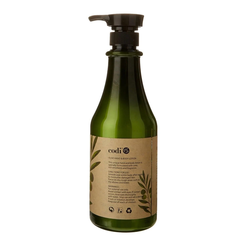 CodiNCodi olive lotion texture close-up demonstrates fast-absorbing hydration.
