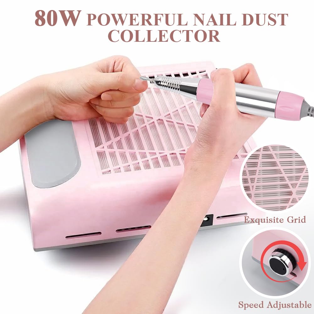 CoFashion nail dust collector side view highlighting eight exhaust ports for dust capture