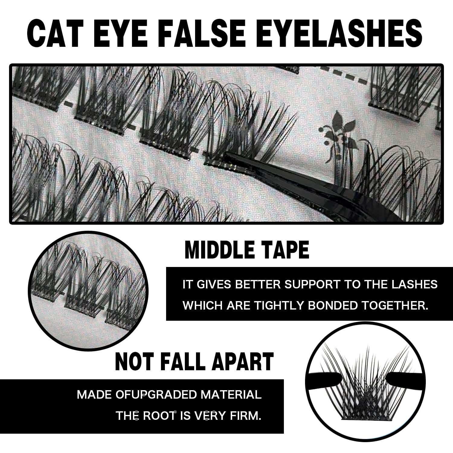 CoFier Wispy Lash Clusters Tweezers provide precise handling for clean cluster placement.