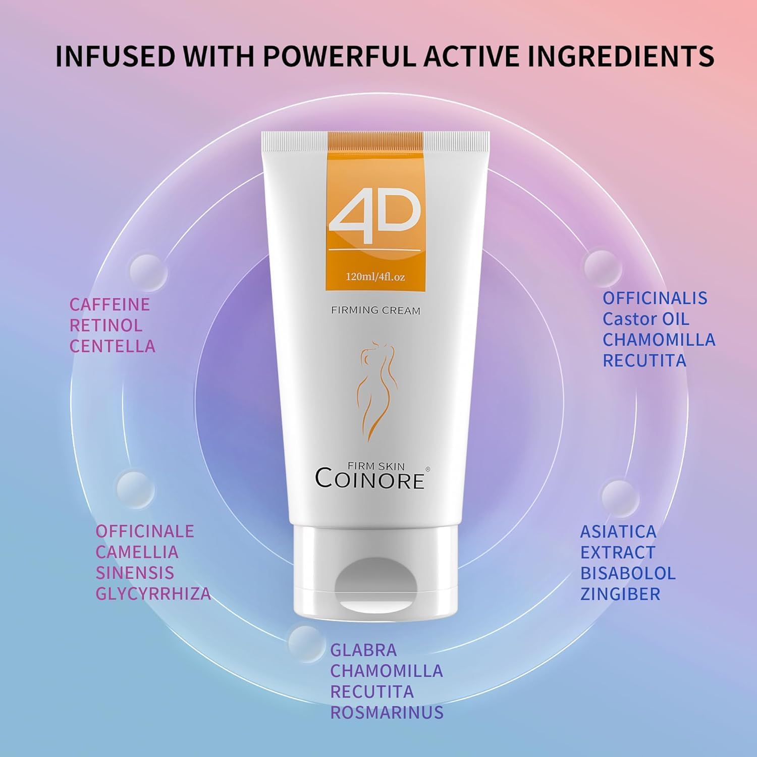 Applying Coinore B Flat Belly Firming Cream to the belly area for smooth feel.