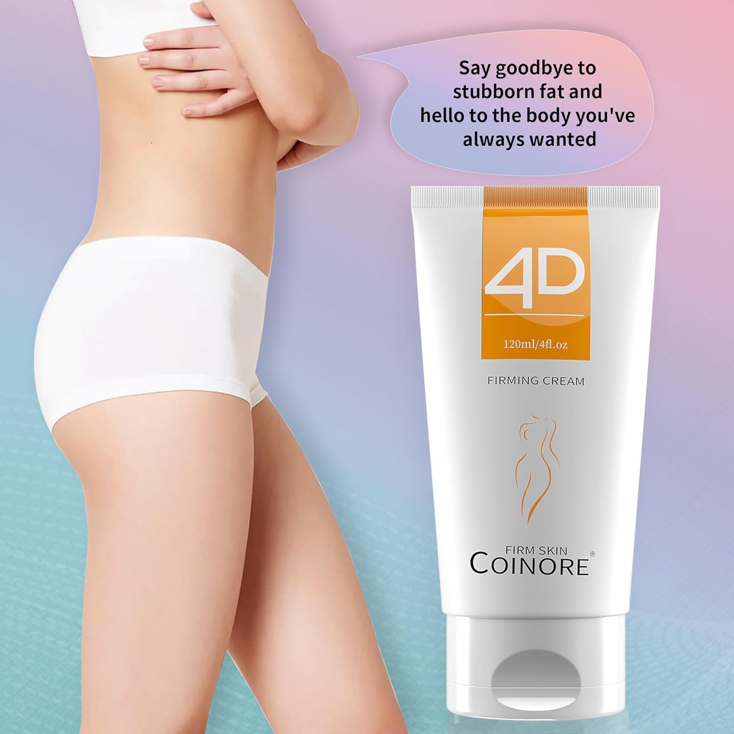 Coinore B Flat Belly Firming Cream on the belly area demonstrates contouring potential.