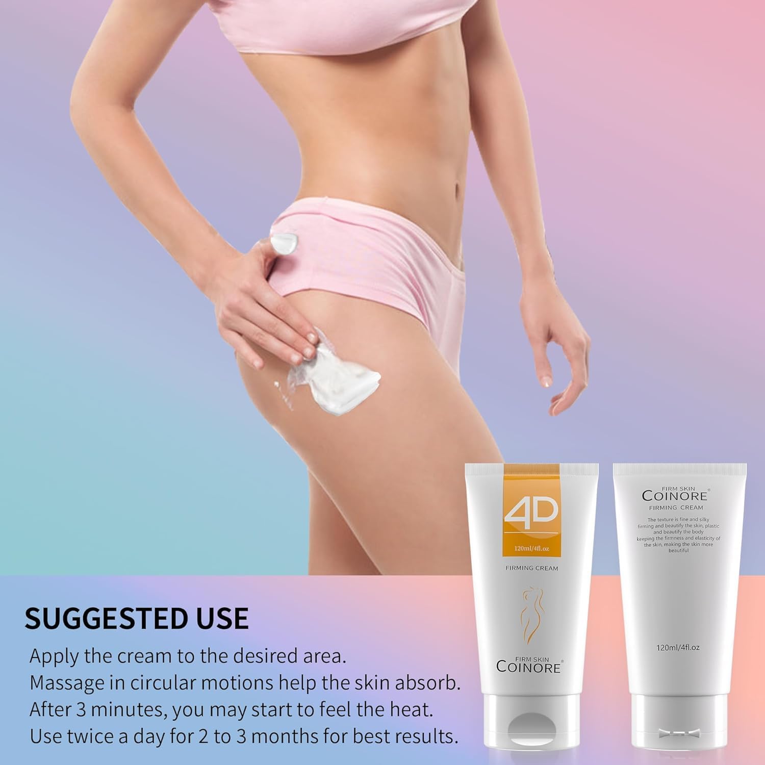 Coinore B Flat Belly Firming Cream packaging for convenient daily use.