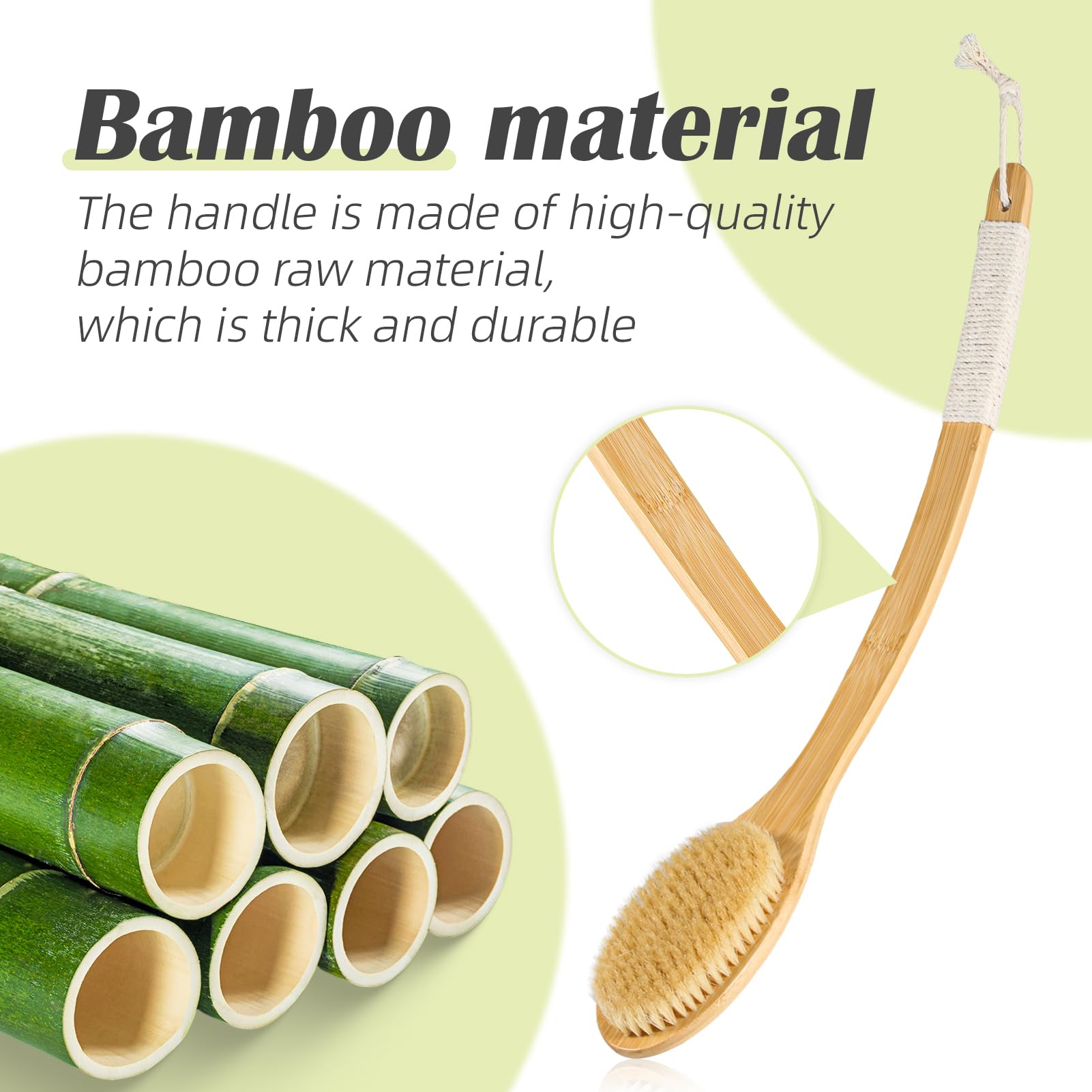 COINPOTIA Bamboo-handle curved view highlights non-slip grip during showers