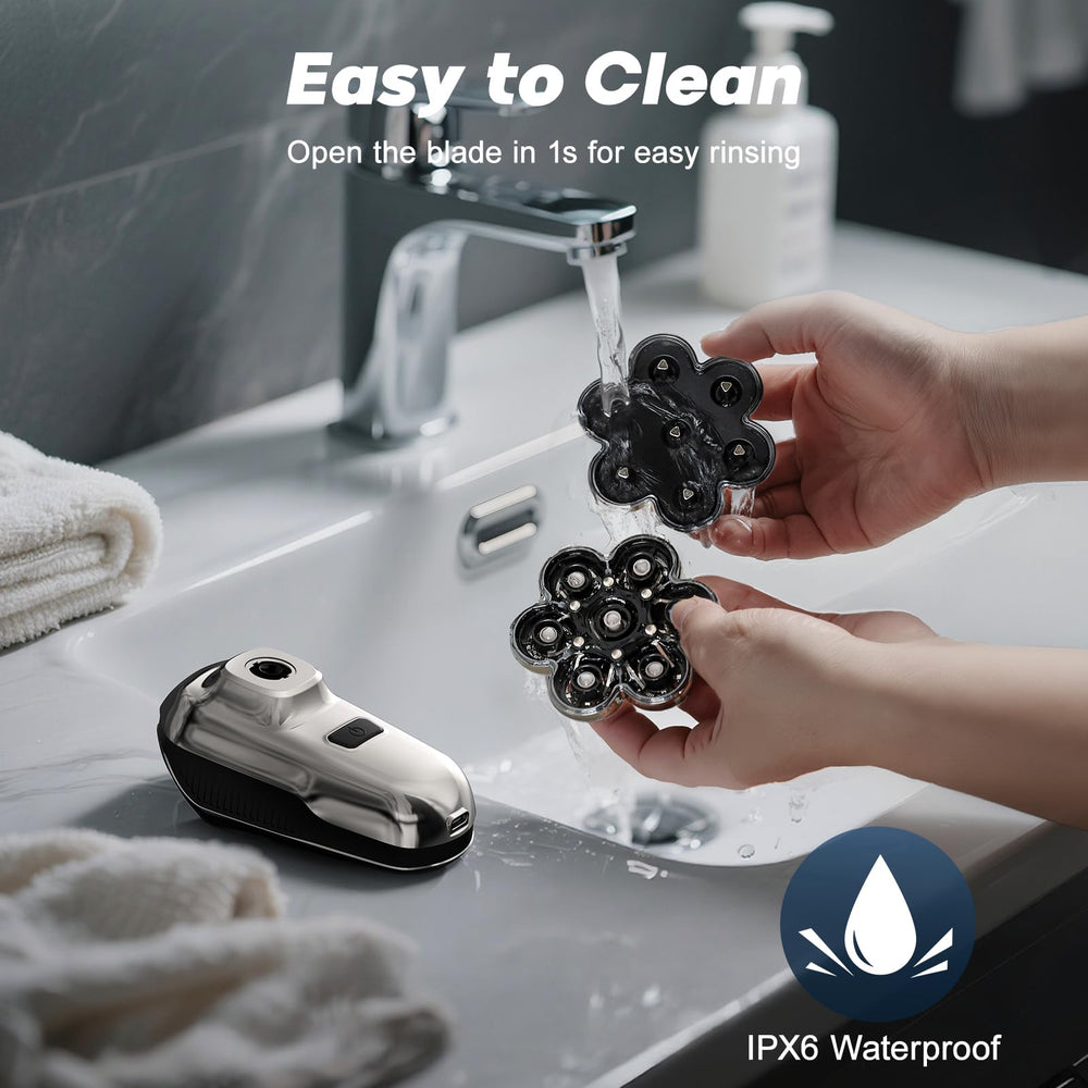 Coklean ergonomic grip for comfortable, precise head shaving.