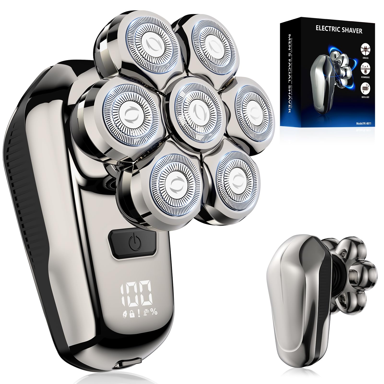 Coklean head shaver with 7D floating heads for a smooth scalp shave.