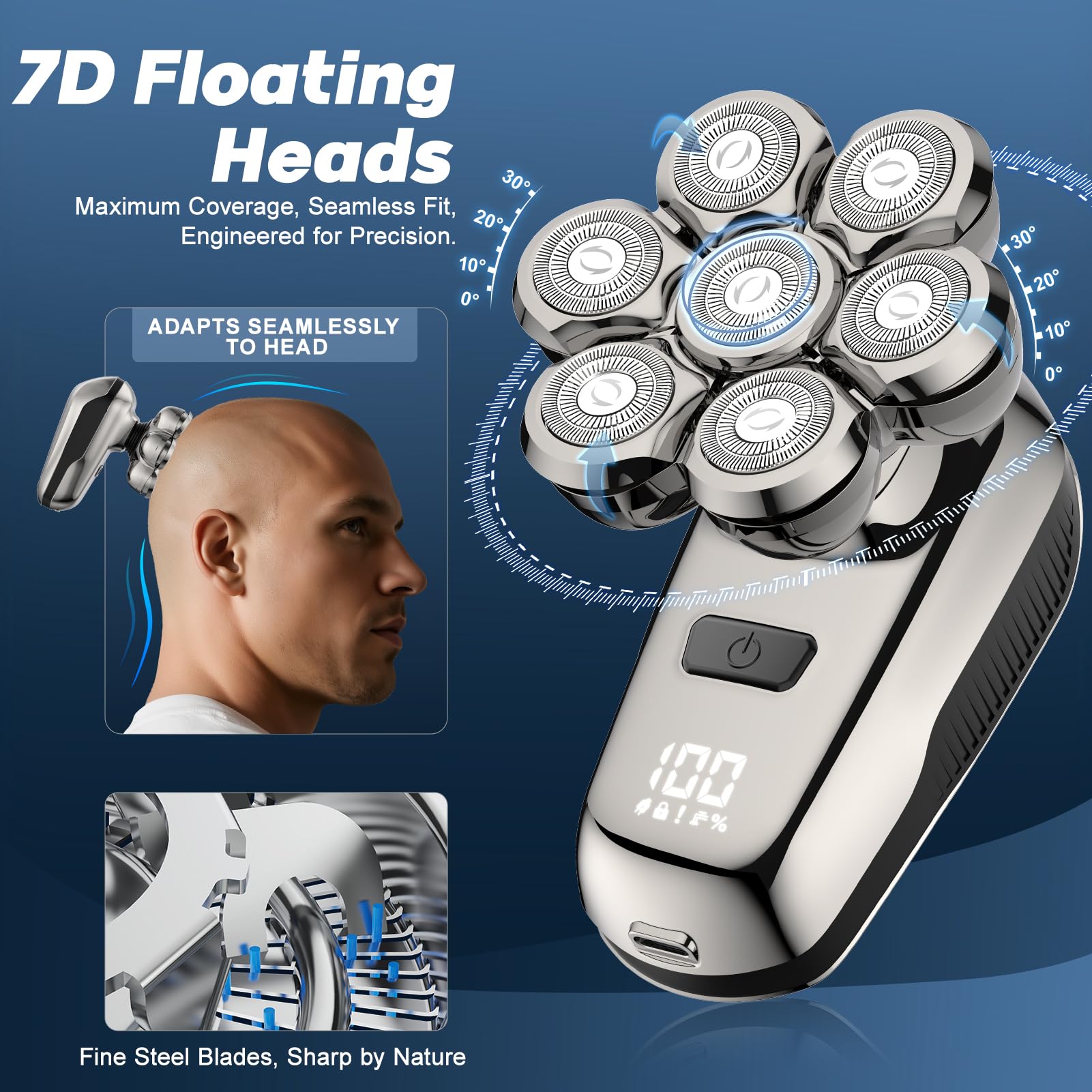 Coklean wet-dry shaver with IPX6 waterproof design for dry or gel shaving.