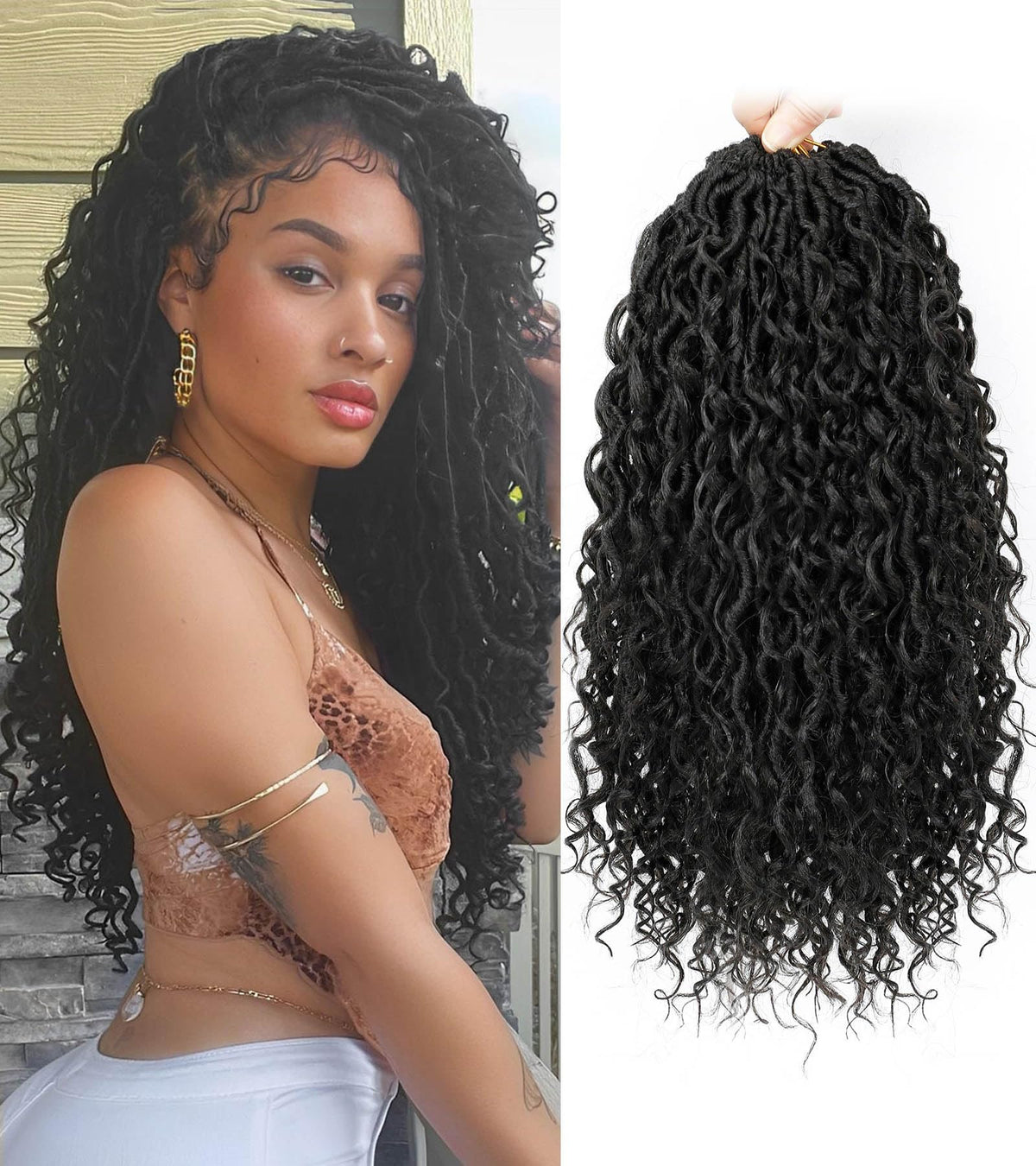 Col Bling Goddess Locs 14inch closeup packaging, easy install and premium fibers