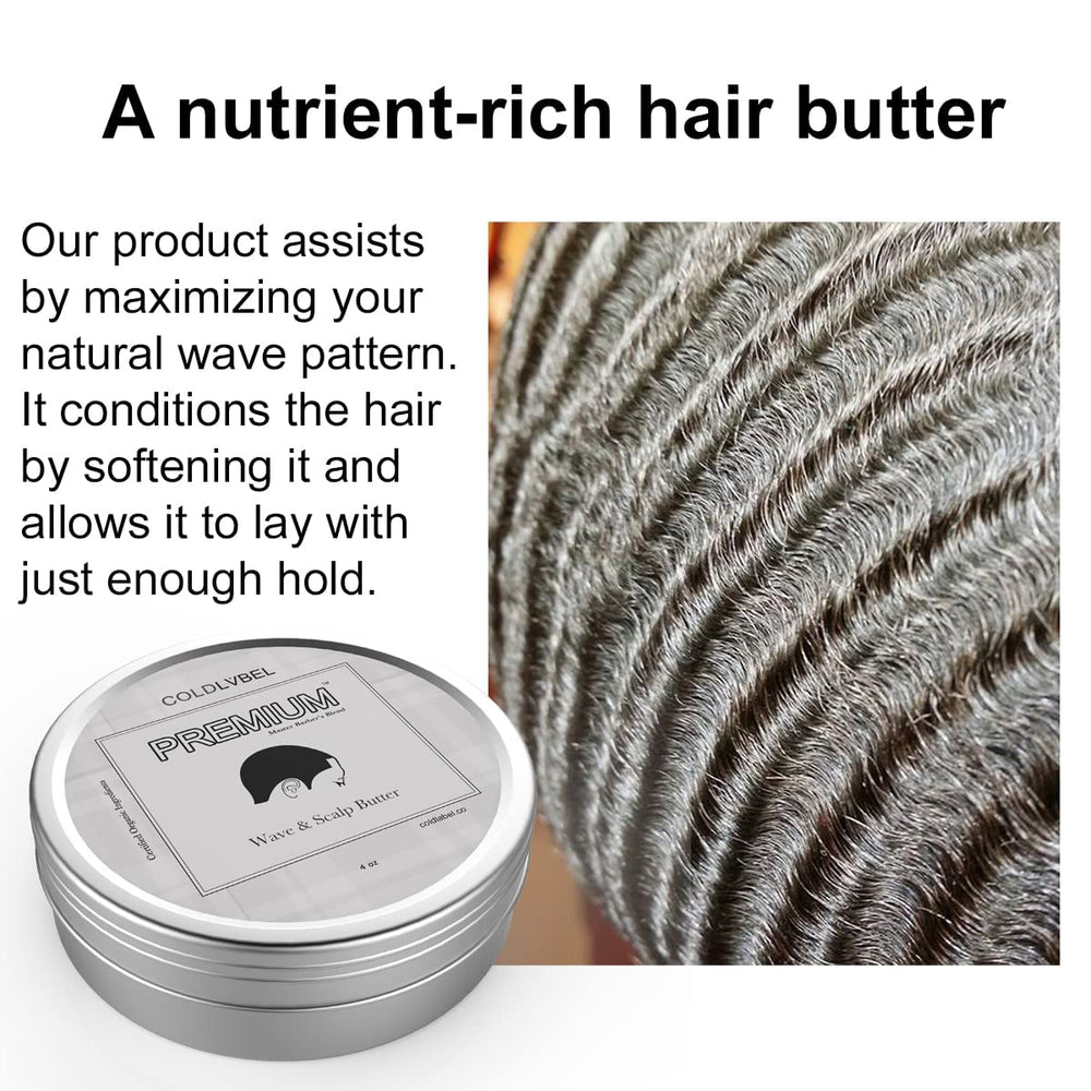 COLDLABEL Premium Wave Butter texture closeup highlighting creamy conditioning for natural waves.