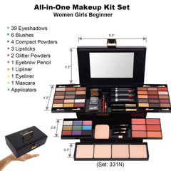 coliusa 58 color palette case open with 39 eyeshadows for day-to-night shading.