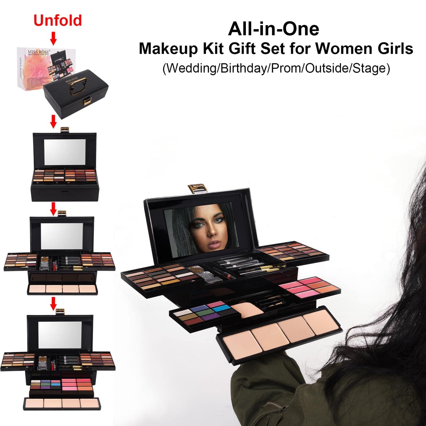 coliusa 58 color palette compact design ideal as gift set for beauty lovers.