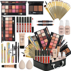 Coliusa All-in-One Makeup Kit bag shows organized storage for on-the-go beauty.