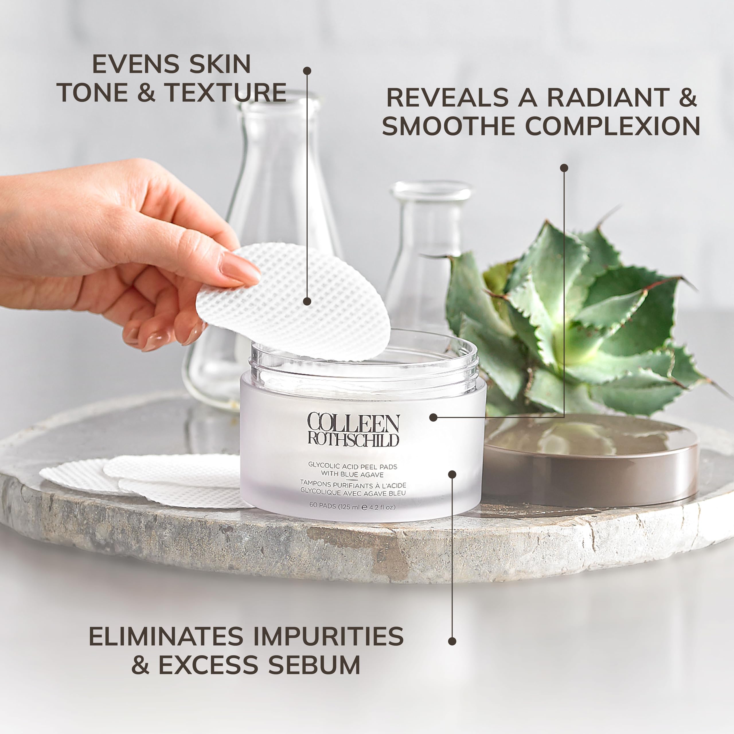 COLLEEN ROTHSCHILD Glycolic Peel Pad application on face enables gentle resurfacing.