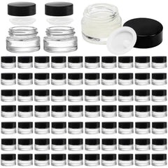 Coloch 90-pack 5ml glass jar with black lid for cosmetics samples and travel