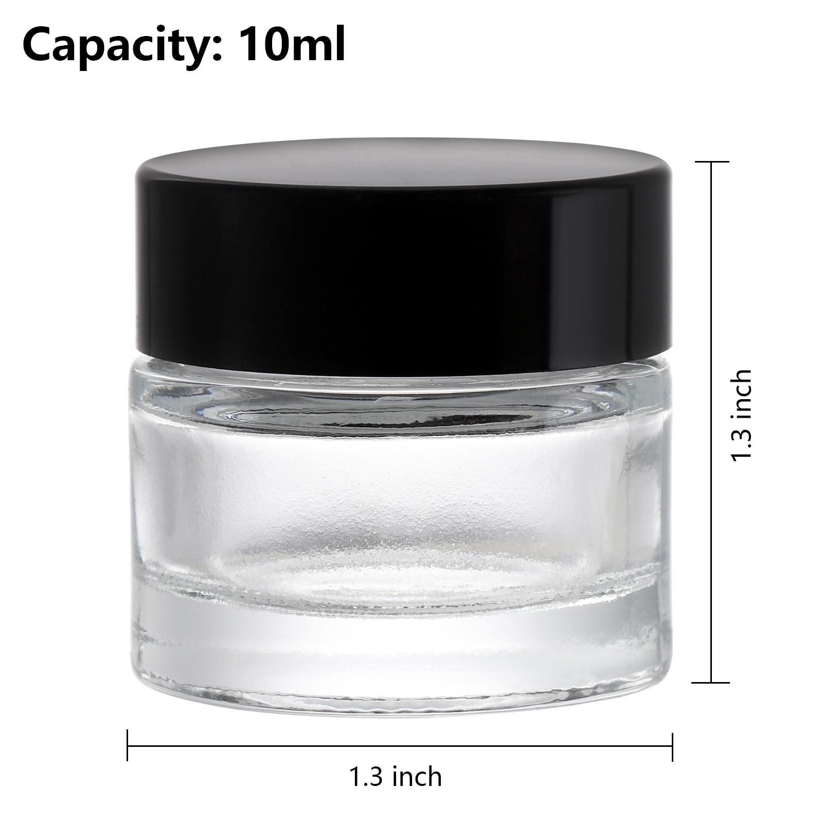 Coloch jar open lid reveals clear interior ideal for creams and cosmetics.