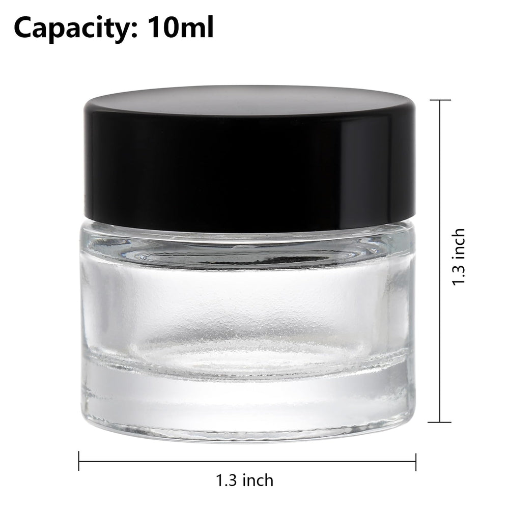 Coloch jar open lid reveals clear interior ideal for creams and cosmetics.