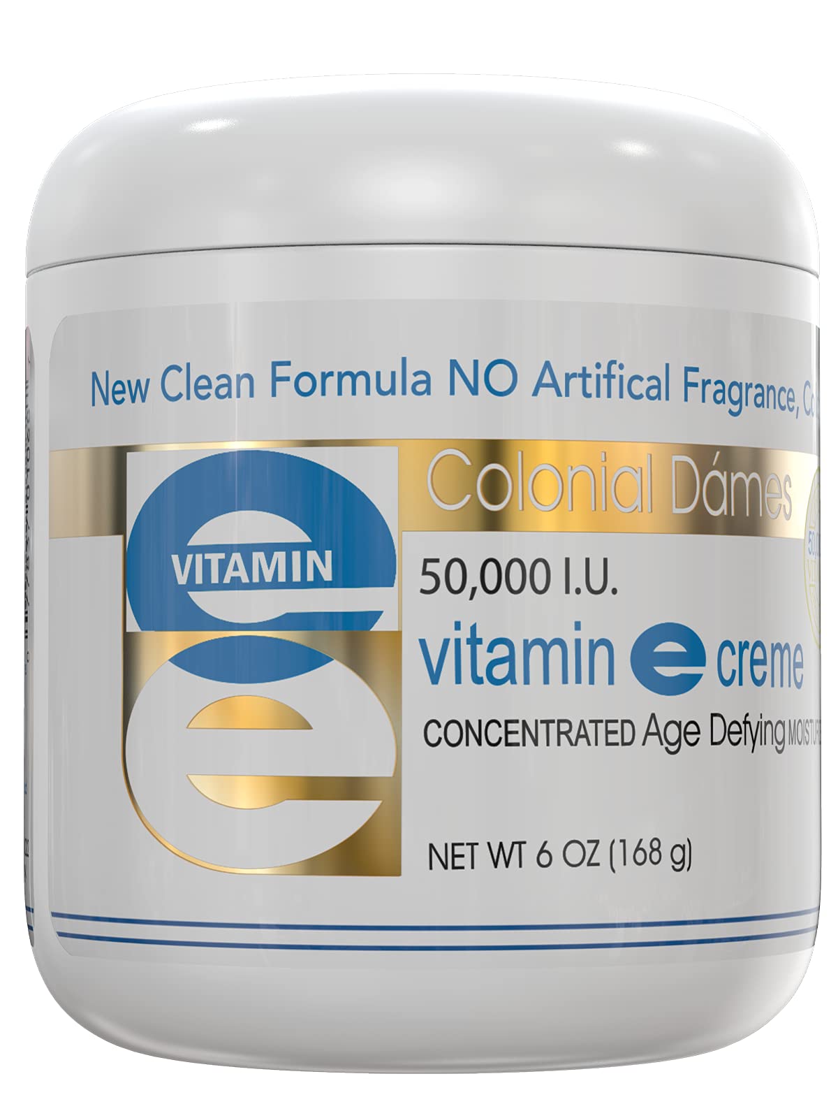 Colonial Dames Vitamin E cream jar provides rich hydration for dry skin.