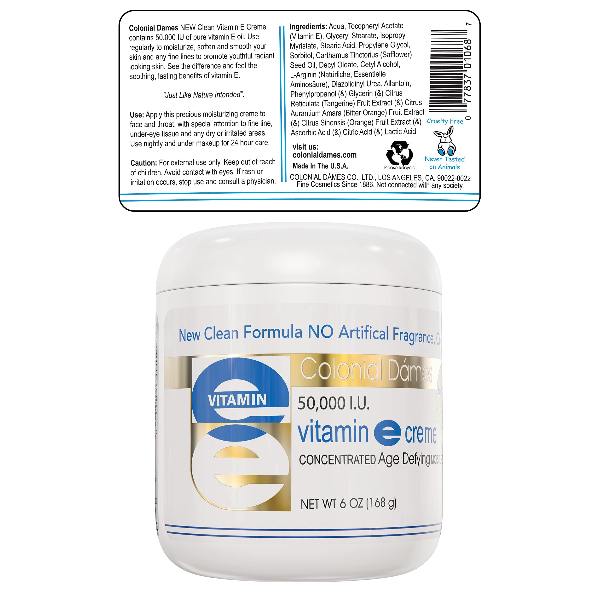 Colonial Dames Vitamin E cream nighttime routine setup.