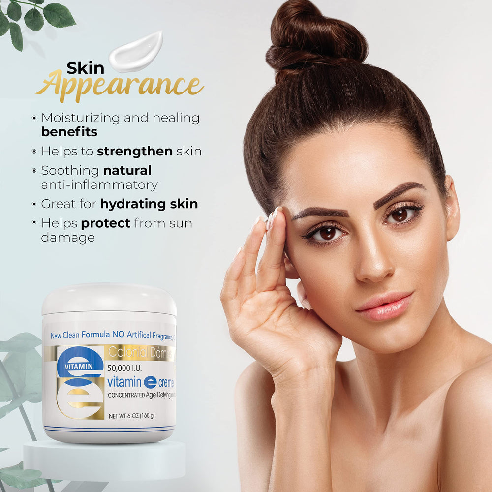 Colonial Dames Vitamin E cream texture closeup showing creamy spreadability.