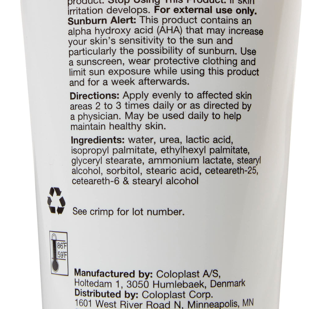 Coloplast Atrac-Tain tube-front image emphasizes fragrance-free, dye-free formulation.