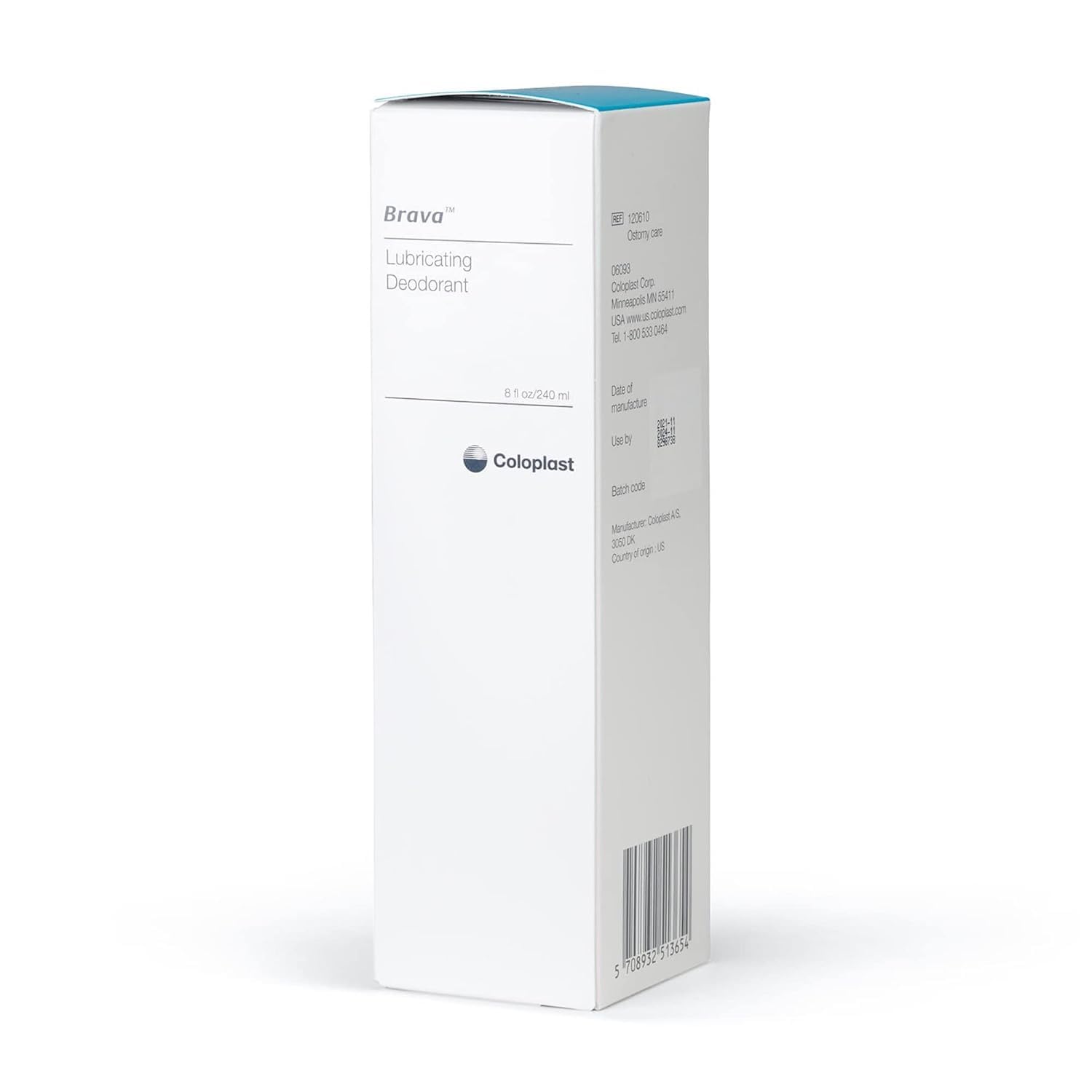 Coloplast Brava ostomy deodorant lubricant graphics highlight lubricating benefits.