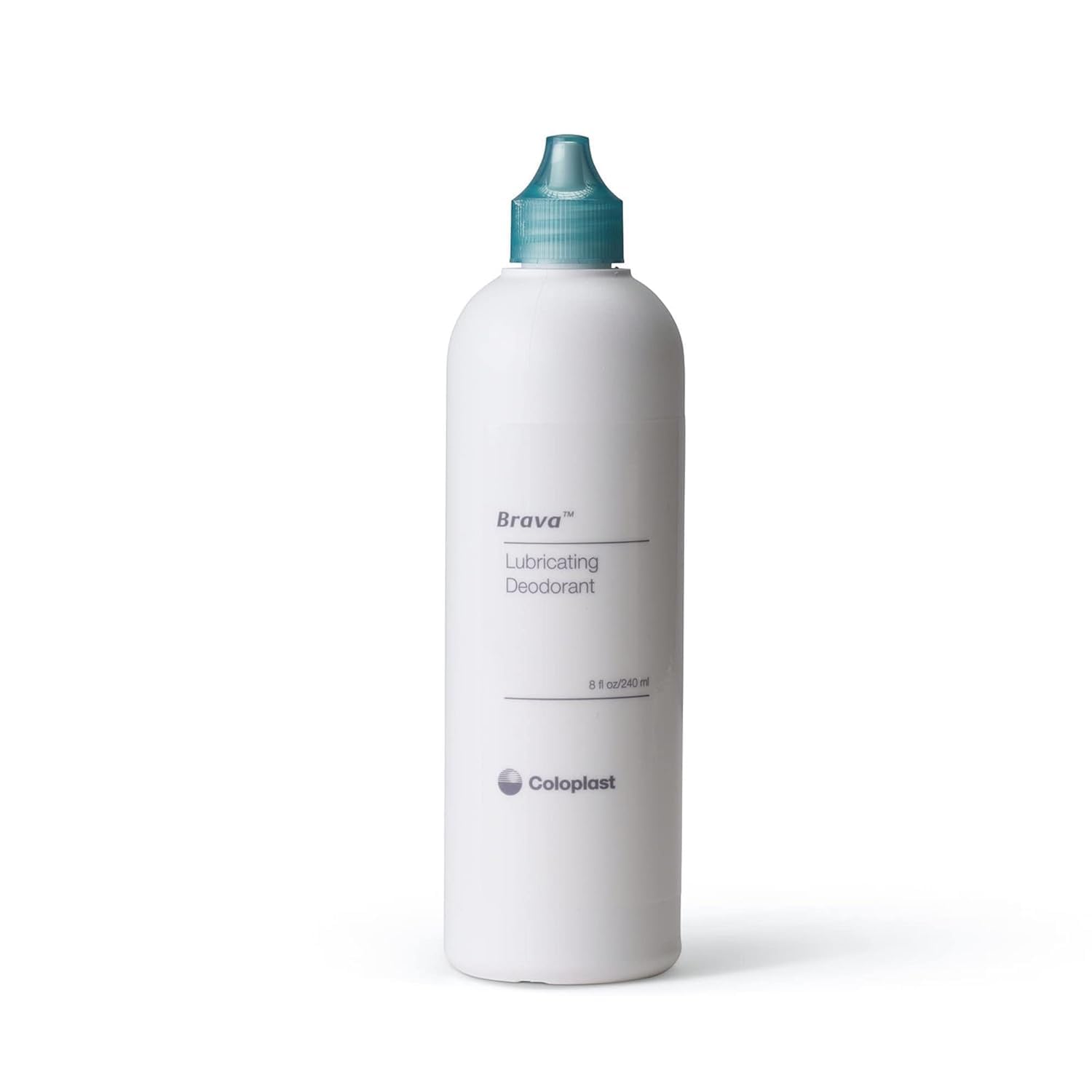 Coloplast Brava ostomy deodorant lubricant label detail for easy identification.