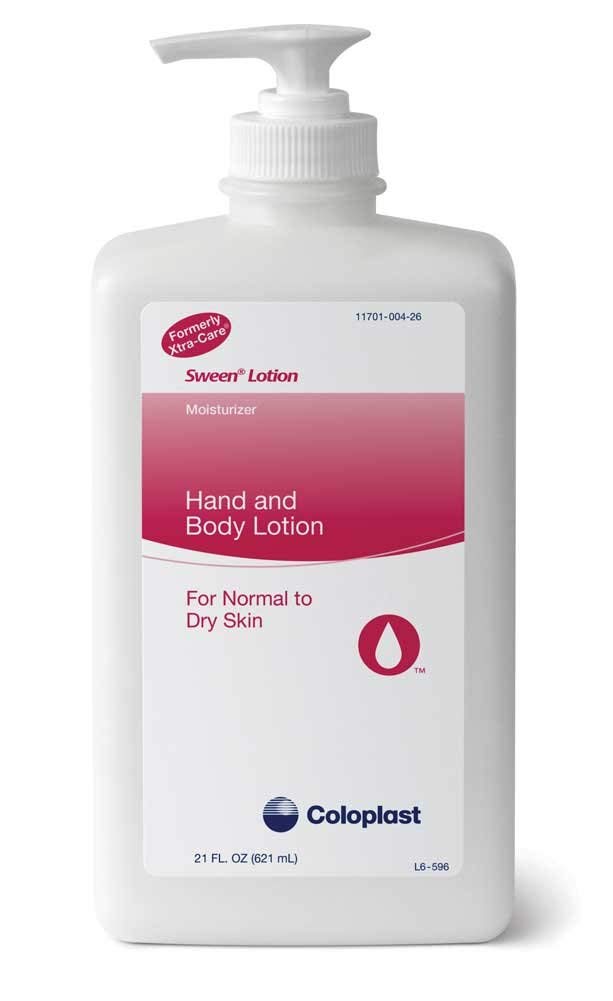 Coloplast Sween Lotion pump bottle for daily moisturization and massage use.