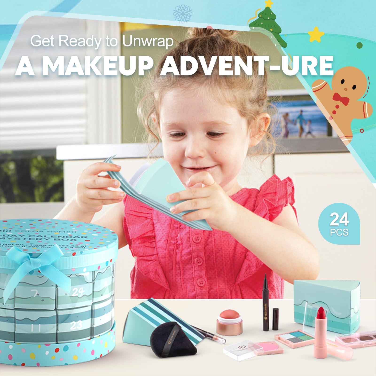 Color Nymph advent calendar day slices show numbered gifts for daily beauty surprises.