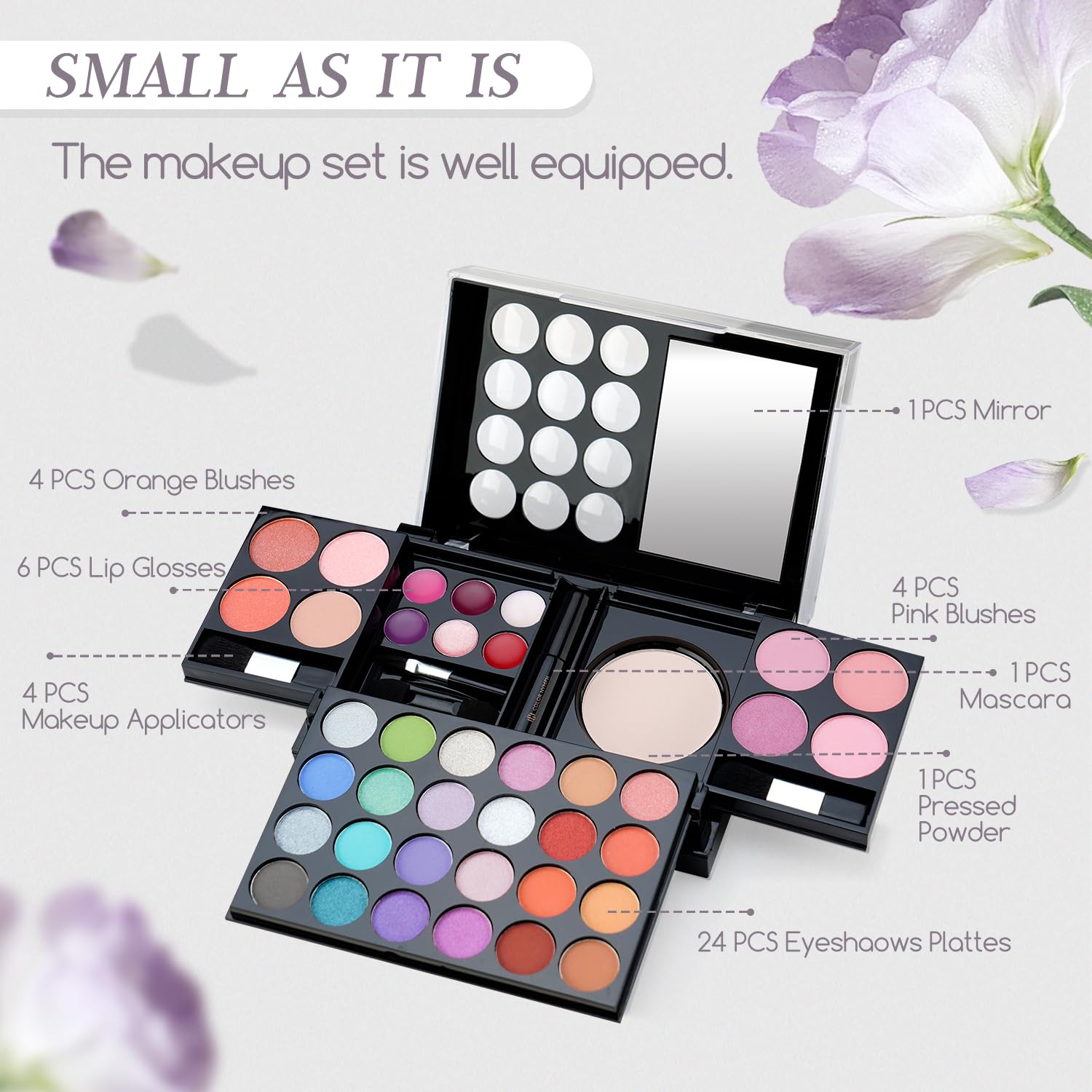 Color Nymph eyeshadows 24 colors for versatile day-to-night looks.