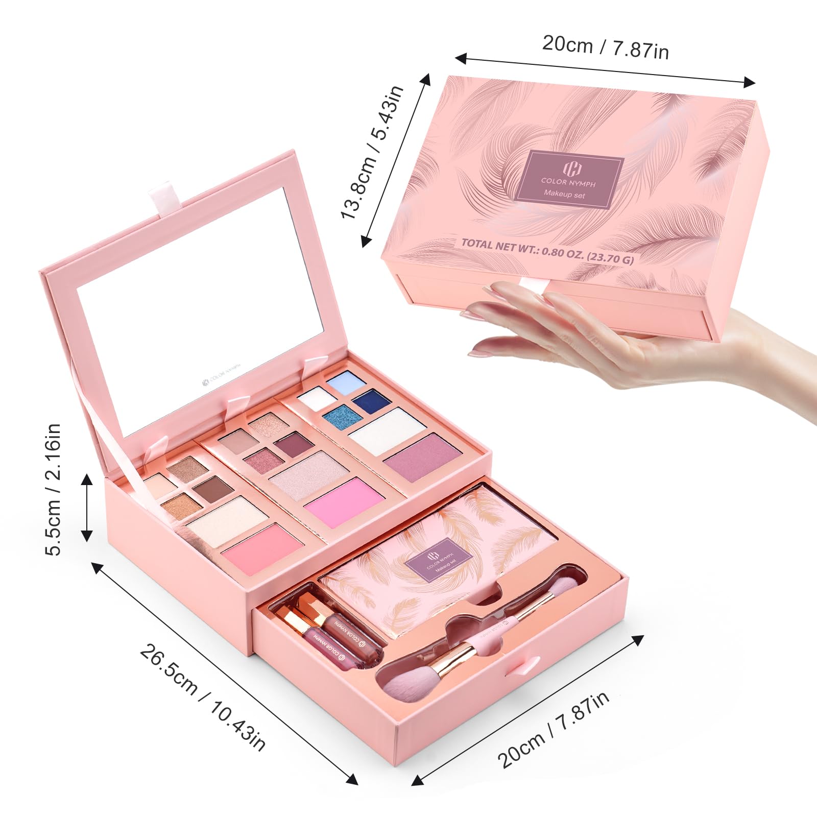Color Nymph blush-highlighter-contour kit, flattering tones for sculpted cheeks