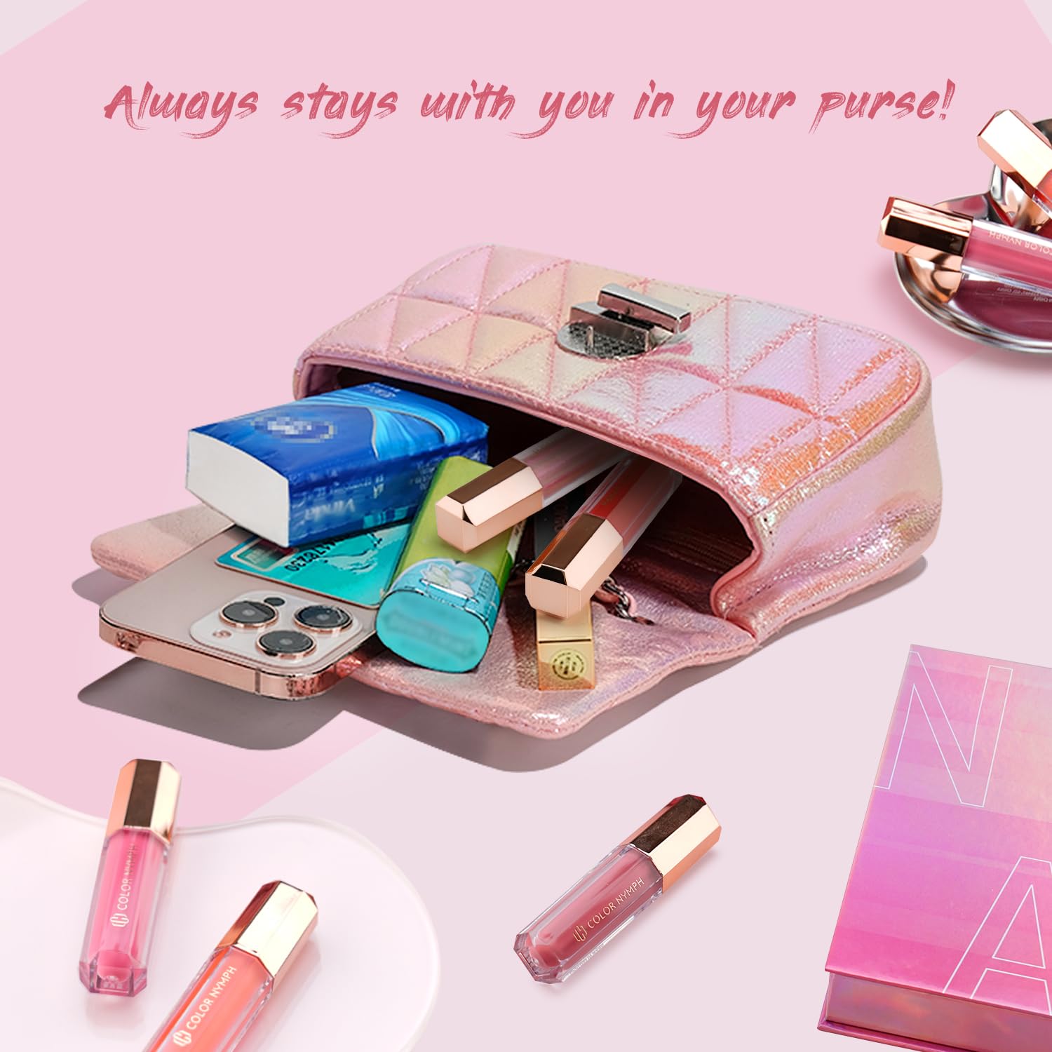 Color Nymph elegant gift box lip glosses make a thoughtful birthday present.
