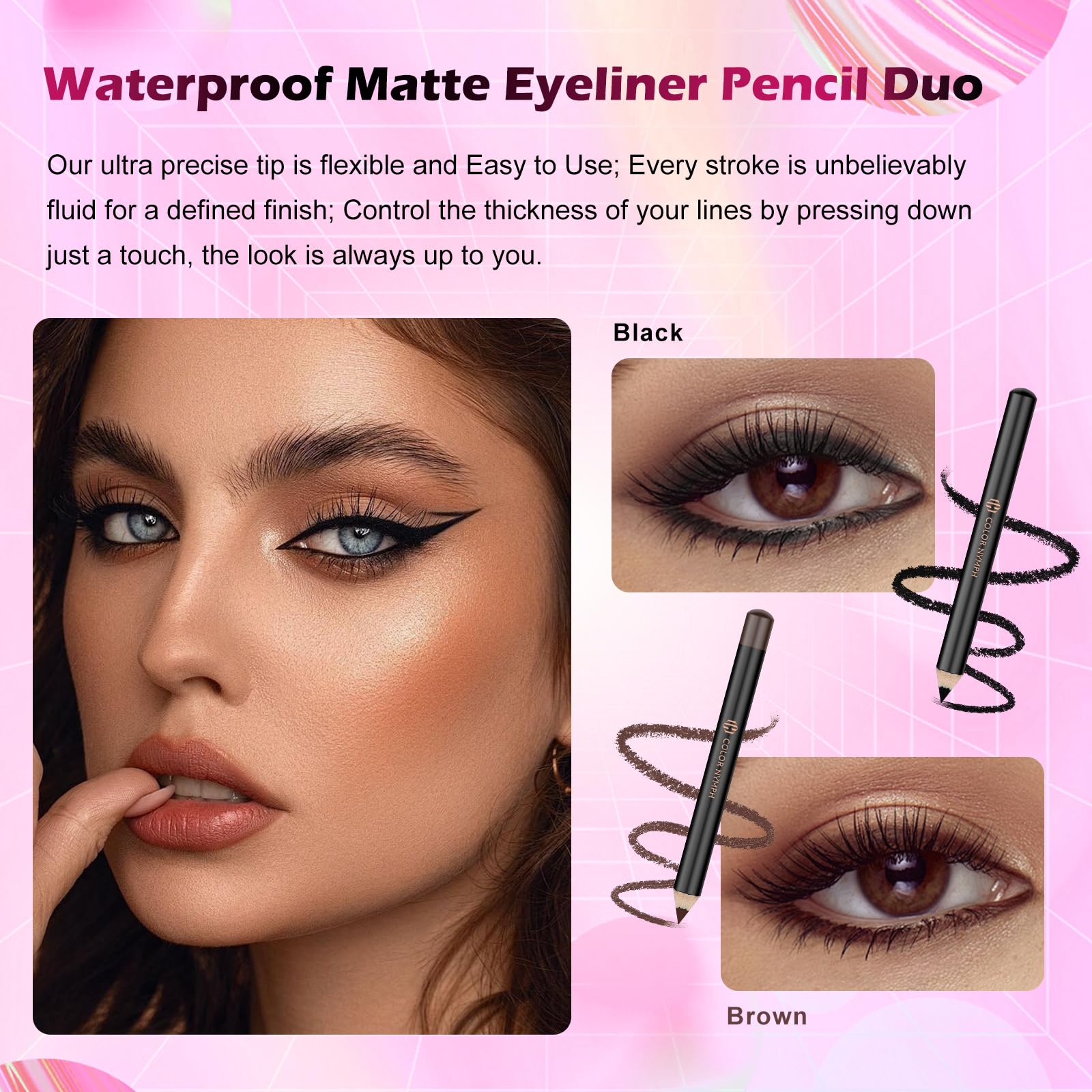 Color Nymph eyeliner pencil set for precise beginner-friendly definition