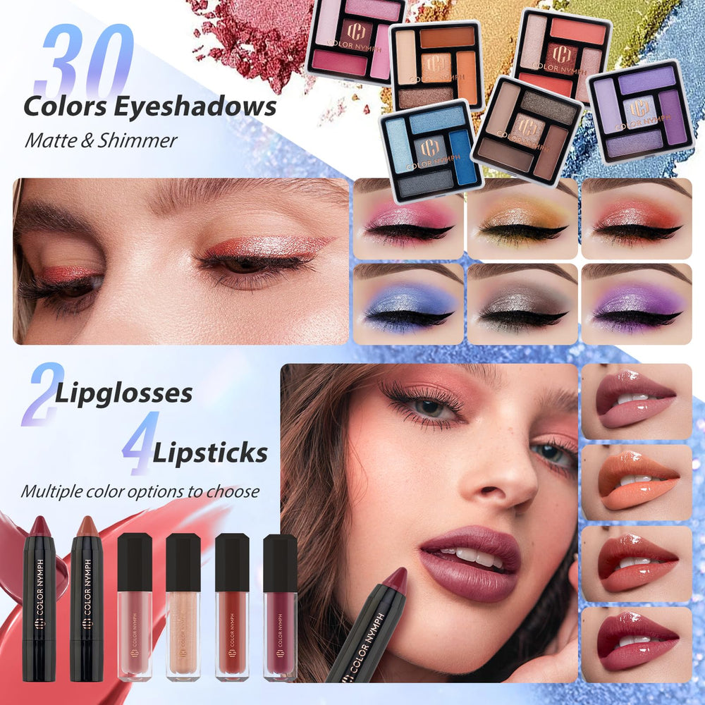 Color Nymph 35 colors eyeshadow palette provides versatile shades for day or night looks.