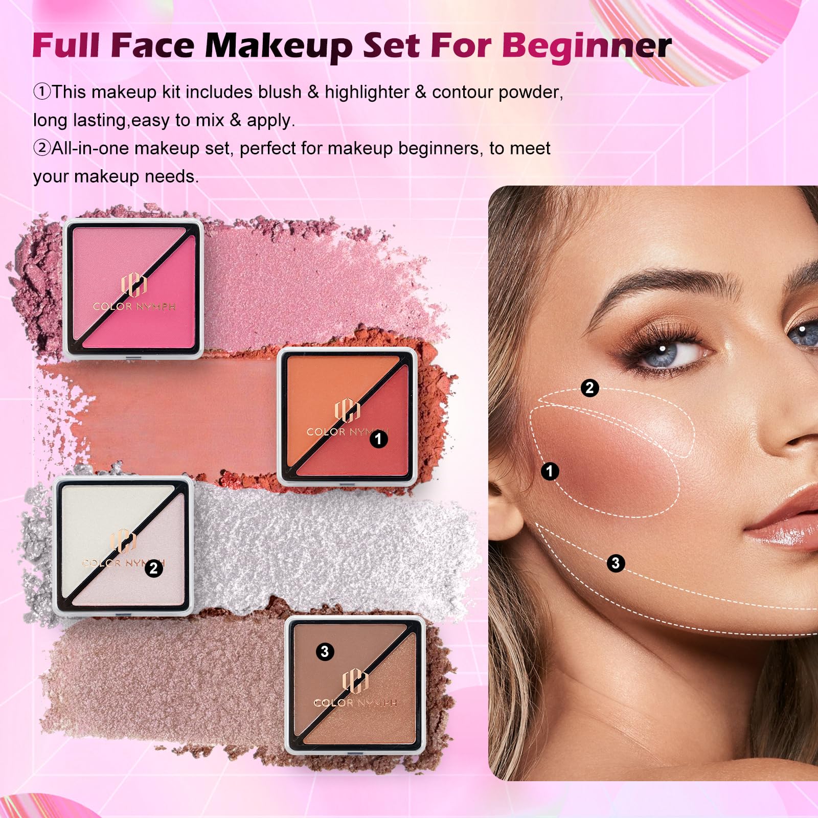 Color Nymph highlighter and contour palette provides dimension and balance