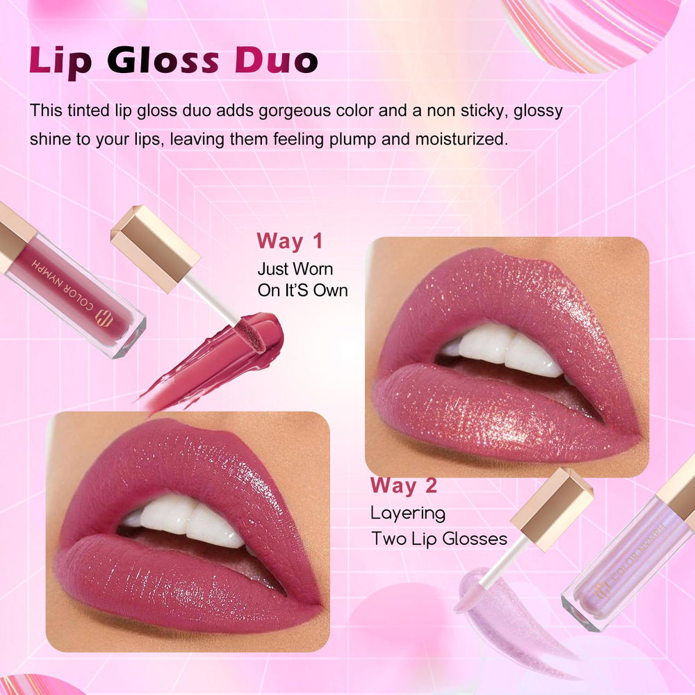 Color Nymph lipgloss twin-pack offers glossy color options