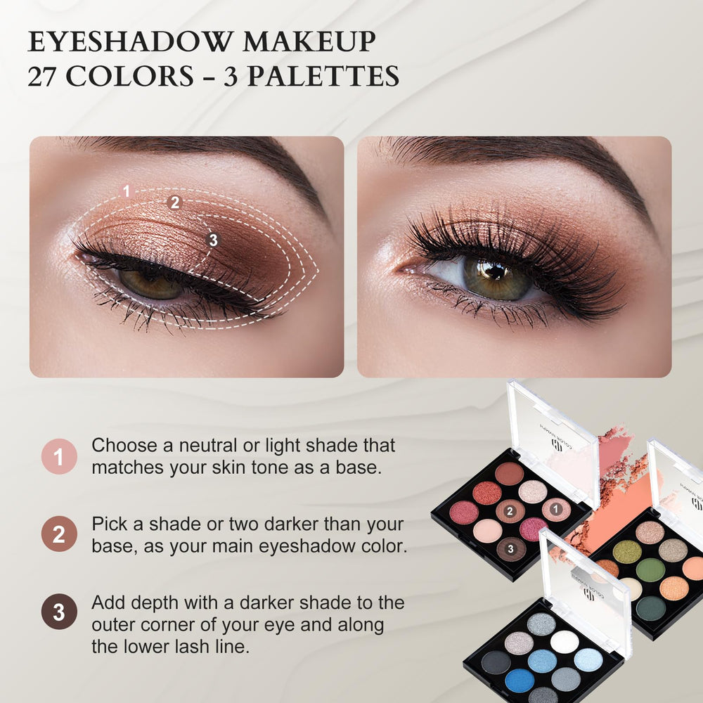Color Nymph makeup collection palette close-up with diverse shades for beginners.