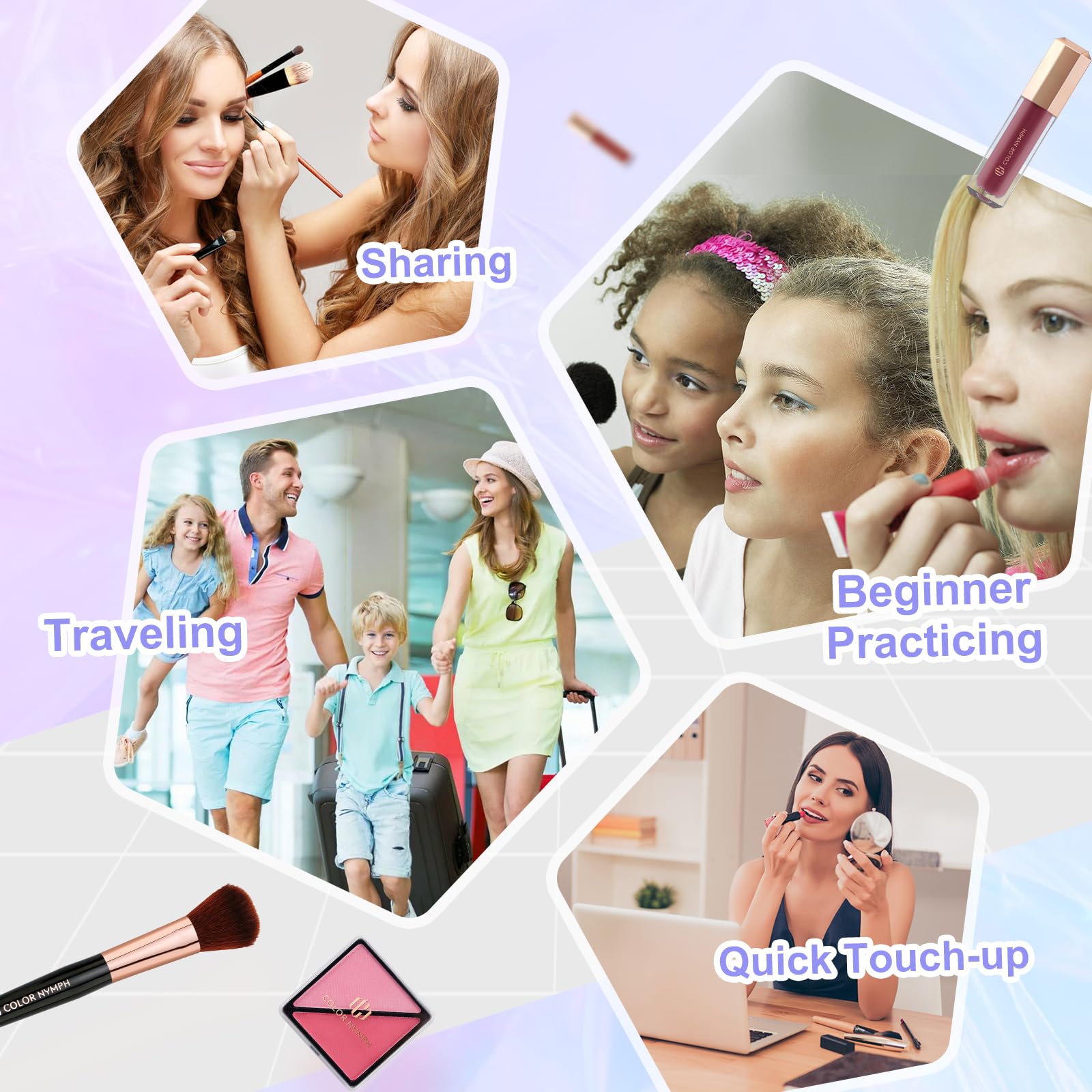 Color Nymph built-in mirror allows easy checks during makeup sessions.