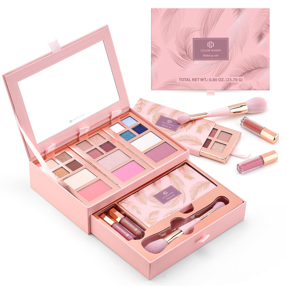 Color Nymph pink makeup palette travel case, portable beauty on the go