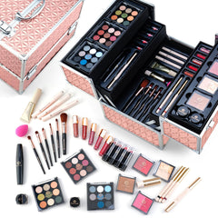 Color Nymph train case open showing a portable, beginner-friendly makeup kit.