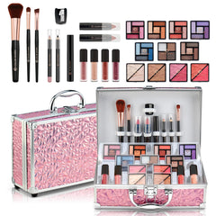 Color Nymph starter kit traincase pink opens with organized makeup storage for beginners