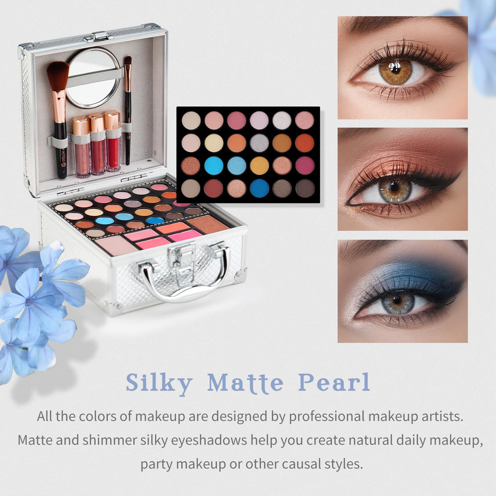 Color Nymph train case silver - portable, organized beauty on the go