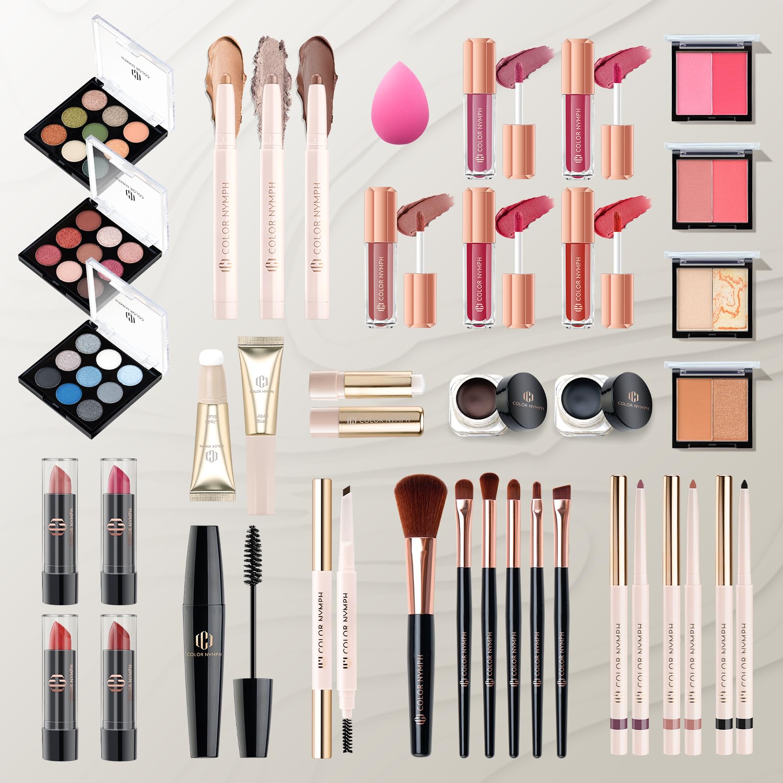 Color Nymph travel-friendly train case organized for on-the-go makeup.