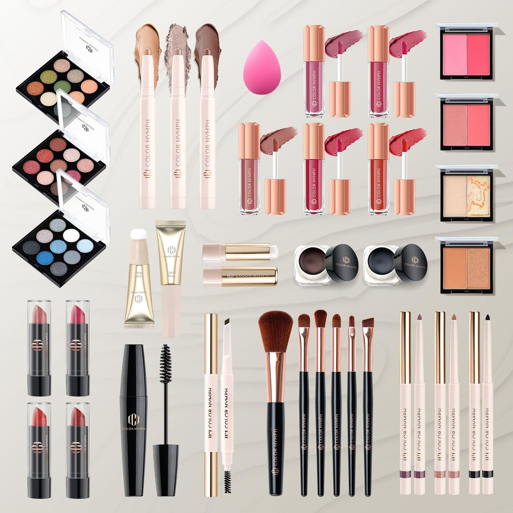 Color Nymph travel-friendly train case organized for on-the-go makeup.
